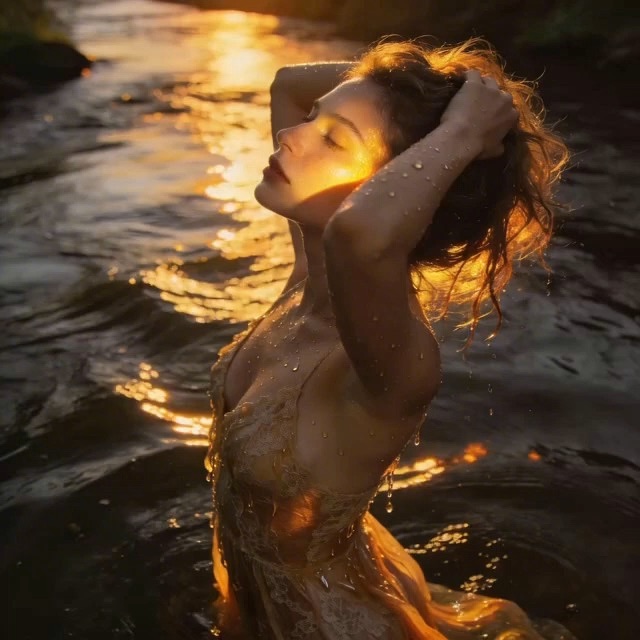Cinematic AI video portrait at sunset